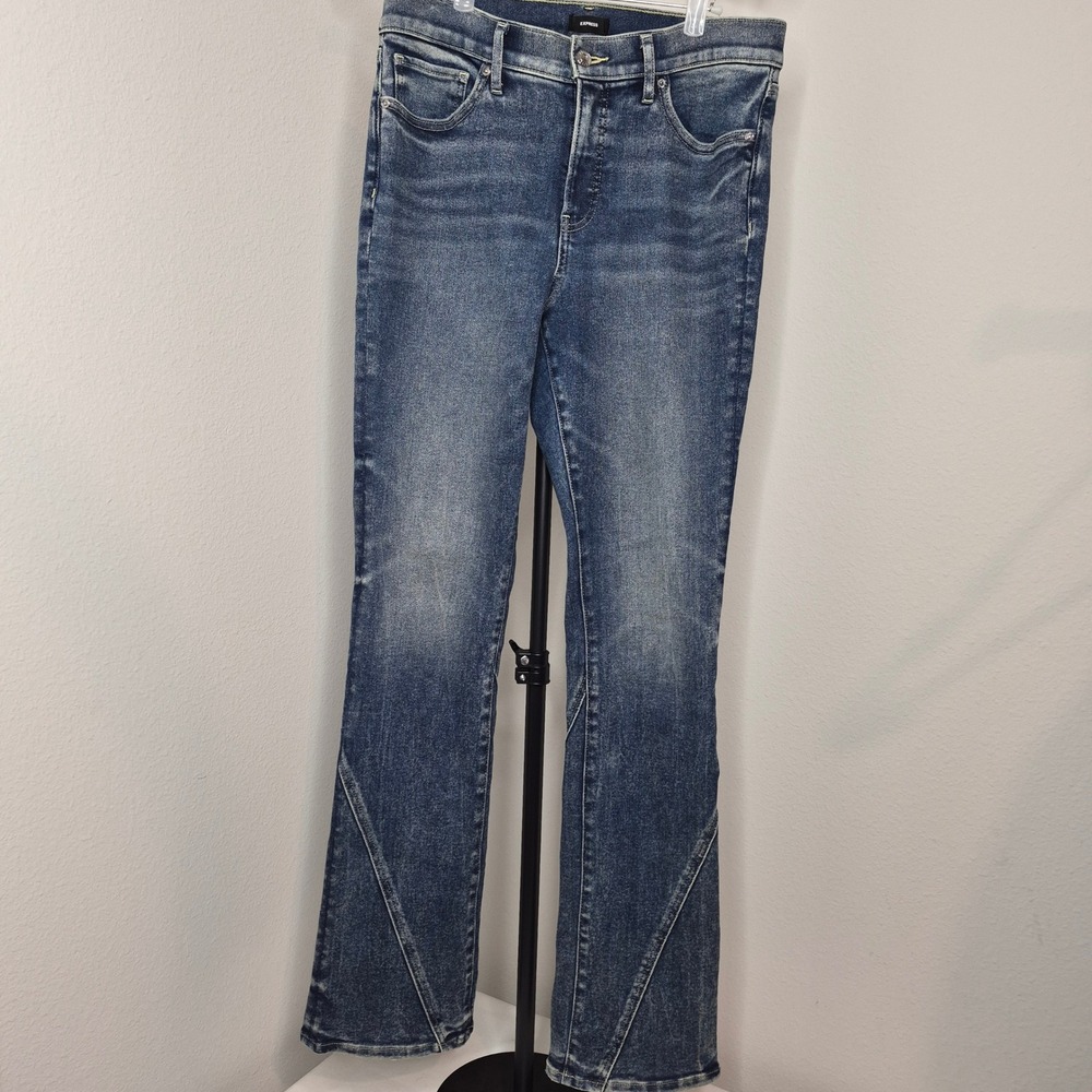 Express Skyscraperâ Mid Rise Blue Jeans Twist Seam Detail Conscious Edit 10R